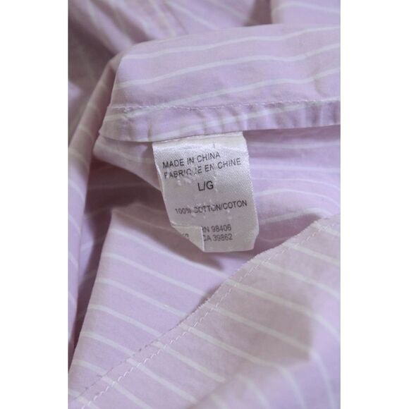 Theory Womens High Neck Striped Long Sleeve Button Up Shirt Blouse Pink Large - Picture 5 of 6